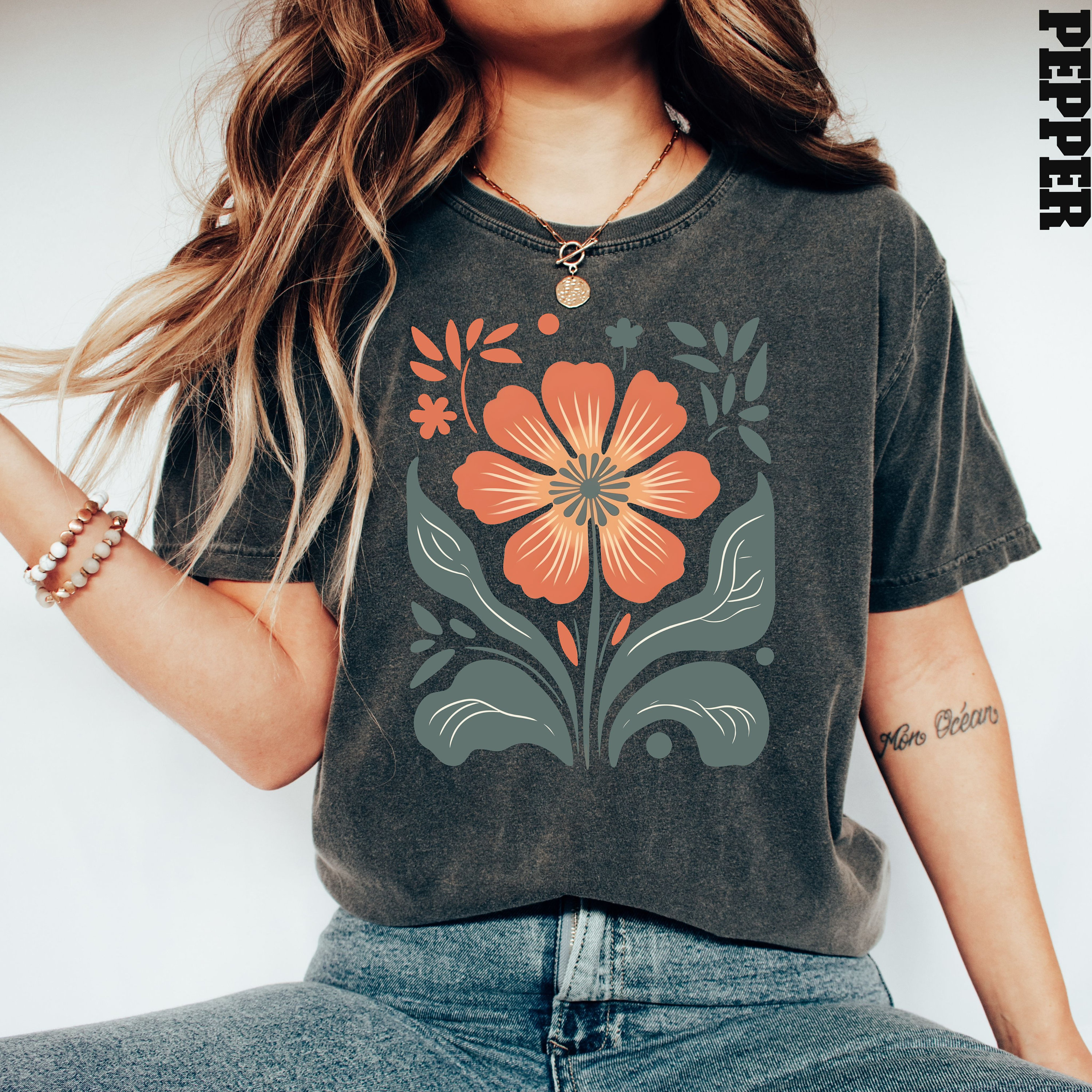 Comfort Colors® Autumn Flower Shirt, Flower T Shirt, Retro Floral