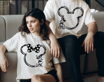 Comfort Colors® Mickey and Minnie couple shirt, Disney Family shirt, Mickey and Minnie Shirt, Disney Trip Shirt, Mickey Sketch Shirt