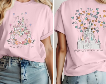 Comfort Colors® Happiest Place On Earth Shirt, Disney Magical Castle Shirt, Mickey Balloons T-Shirt, Disney Castle Shirt, Magic Castle Shirt