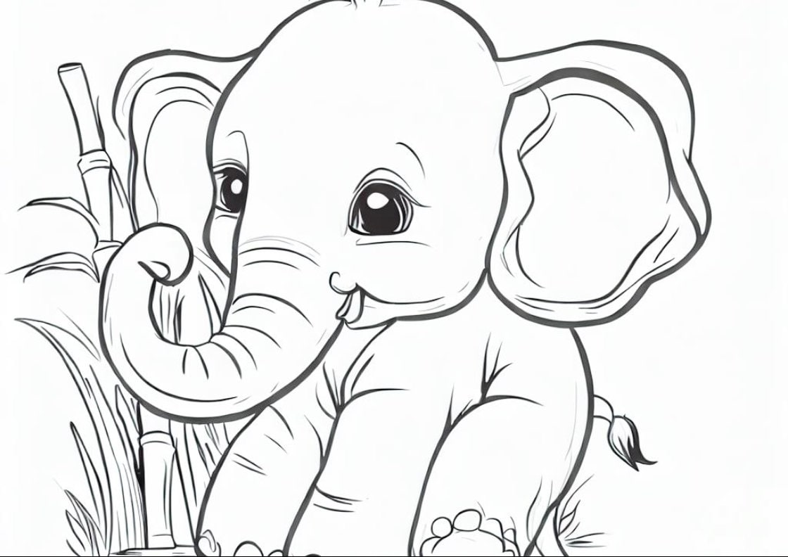 Printable of Baby Elephant, Coloring Page for Baby Elephant With Sugar ...