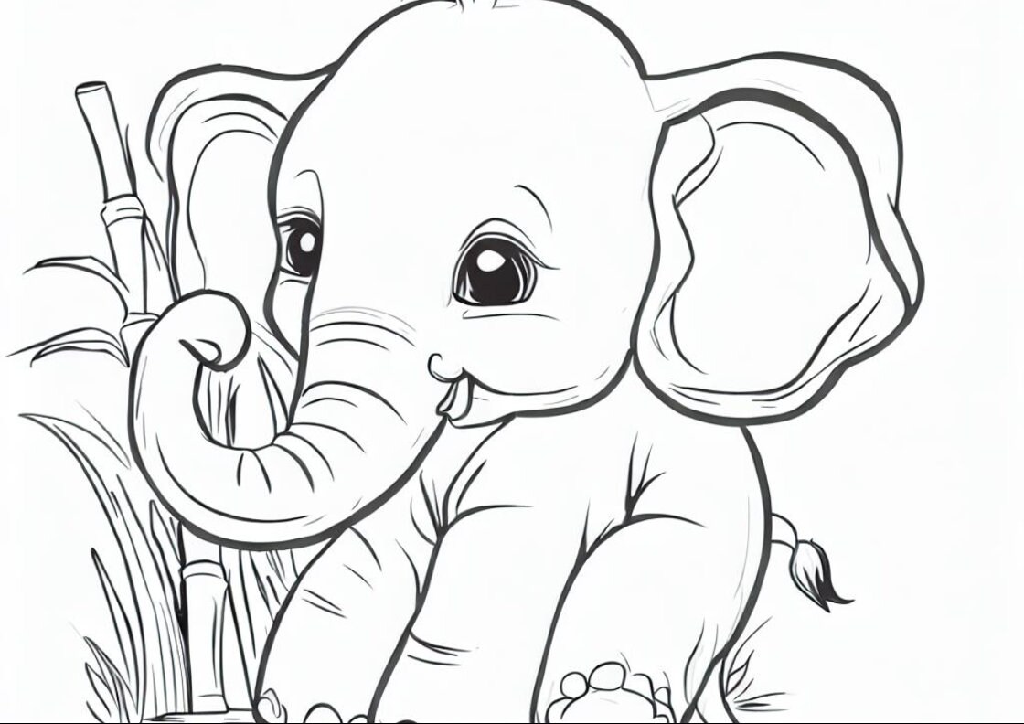Printable of Baby Elephant, Coloring Page for Baby Elephant With Sugar