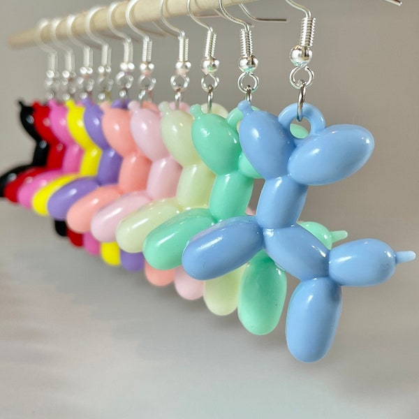 Balloon Dog Earrings | multiple colors, fun earrings, cute earrings, animal earrings, balloon dog charm, dangle earrings, 3D earrings,quirky