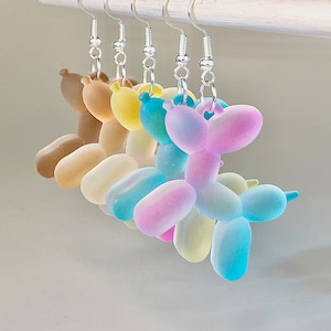 Translucent Ombre Balloon Dog Earrings | colorful ombre, fun earrings, cute earrings, funky earrings, gift earrings, balloon animal earrings