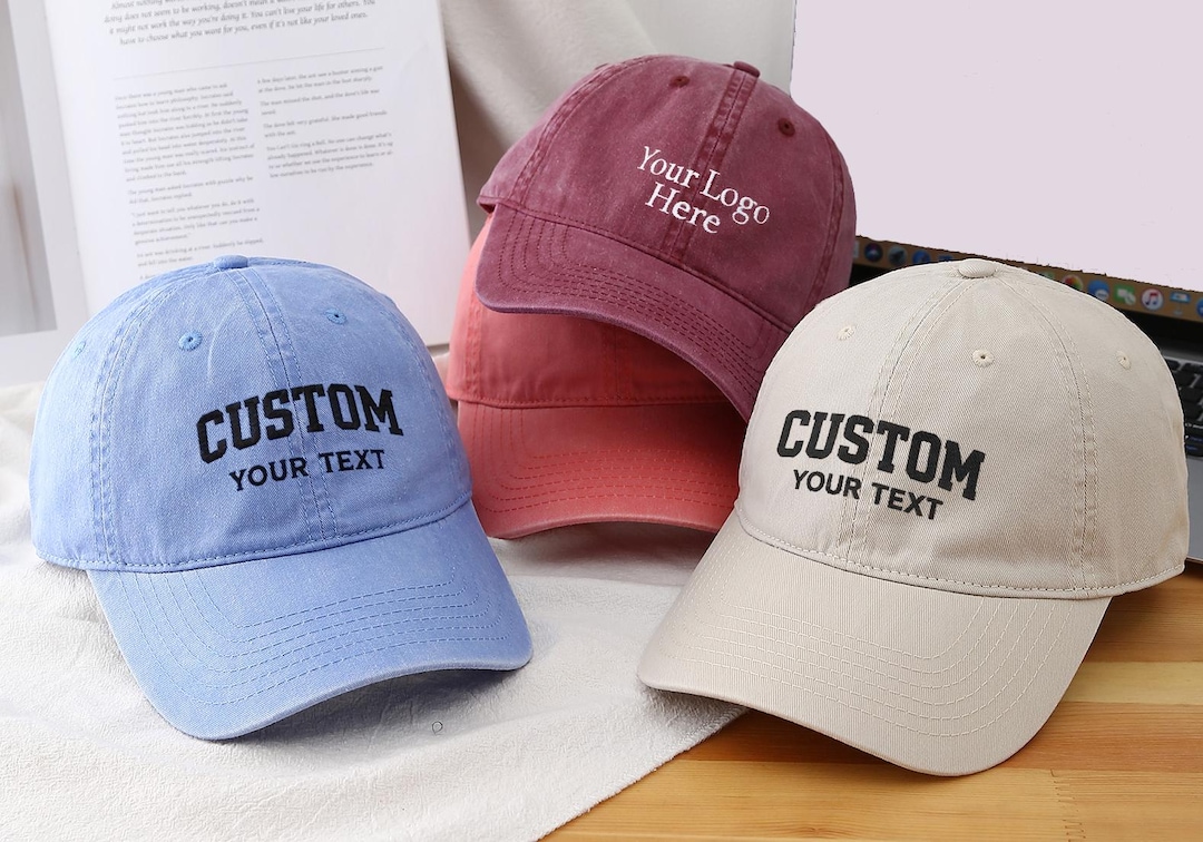 Personalized Text Hat, Custom Logo Embroidered Hat, Retro Baseball Hat ...