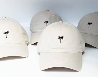 Palm Tree Embroidered Dad Hat: Cotton Twill Baseball Cap
