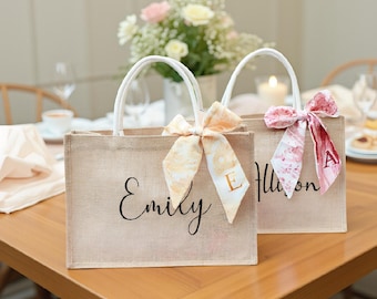 Sacolas de juta personalizadas, nome personalizado, bolsa de juta, bolsa de presente para madrinha de casamento, festa de despedida de solteira, monograma, bolsa de praia, lembrancinhas de casamento, presente para ela