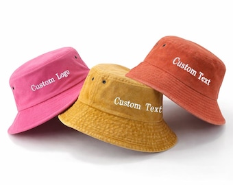 Personalized Embroidered Bucket Hat,Customized Summer Hat,Maid of Honor Favor,Party Favors,Custom Bucket Hat,Bridesmaid Gift for Wedding