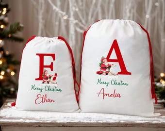 Saco de Papá Noel personalizado: bolsa de regalo con nombre personalizado