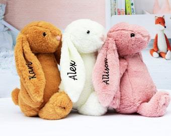Conejito bordado personalizado, peluche personalizado, regalo personalizado para bebé, peluche personalizado, peluche de conejo.