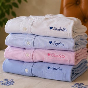Personalized Bridesmaid Shirt, Embroidered Oxford Shirt, Custom Name Button Down Shirt, Bride Getting Ready Shirt, Wedding Party Shirt