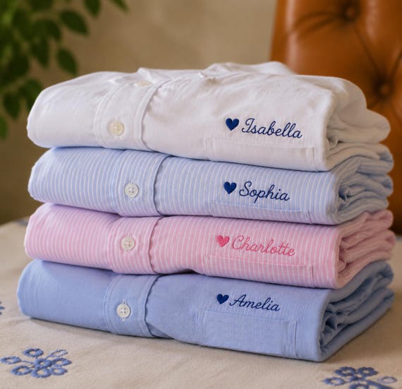 Personalized Bridesmaid Shirt, Embroidered Oxford Shirt, Custom Name Button Down Shirt, Bride Getting Ready Shirt, Wedding Party Shirt