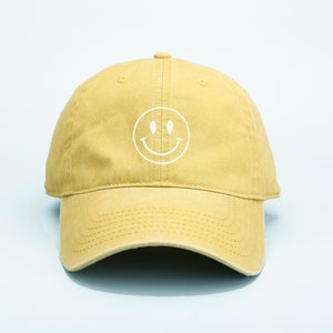 Glückliches Gesicht bestickte Baumwoll-Baseballmütze, stilvolle, lässige trendige glückliche Gesichtsbild-Design-Außenkappe, perfekter Hut für die Alltagsmode