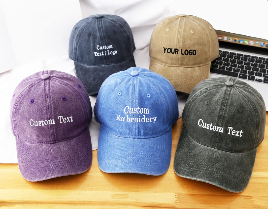 Custom Text Embroidered Baseball Hat: Personalized Cotton Cap - Etsy