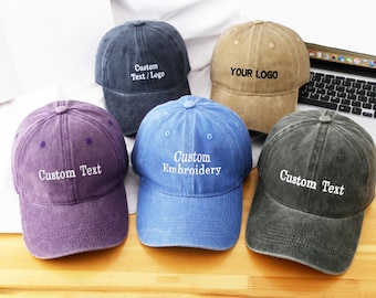 Casquette avec texte personnalisé, casquette avec logo brodé, casquette de baseball rétro, casquette de camionneur de style vintage, cadeau de fête des pères, casquette de baseball unisexe.