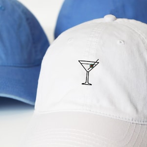 Martini Embroidered Baseball Cap, Martini Lover Gift, Cute Embroidered Hat, Embroidery Baseball Hat Women, Extra Dirty Olive Martini Dad Hat