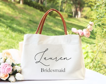 Personalized Bridesmaid Handbag,Custom Canvas Tote Bag,Bridesmaid Gift Bags,Bridal Party Bags,Travel Beach Bags,Bachelorette Party Favor Bag