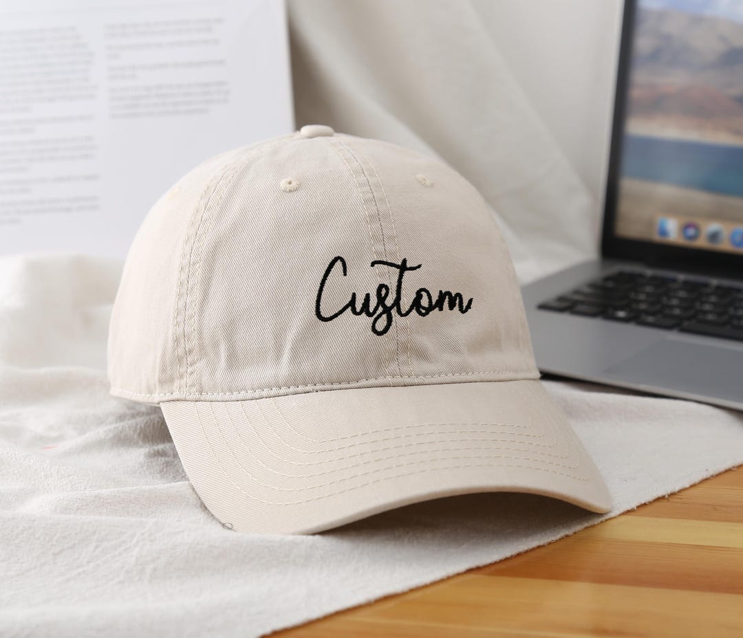 Custom Embroidered Cotton Baseball Cap: Personalized Text - Etsy