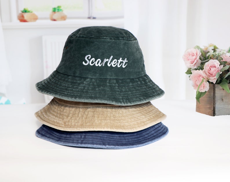 Personalized Embroidered Bucket Hat,Customized Summer Hat,Maid of Honor Favor,Party Favors,Custom Bucket Hat,Bridesmaid Gift for Wedding image 9
