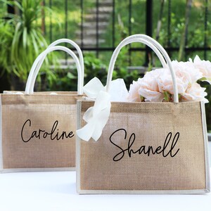 Personalized Burlap Bags, Custom Bridesmaid Burlap Beach Tote Bag ...