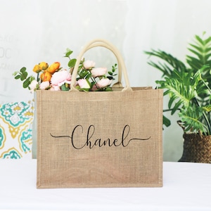 Custom Bridesmaid Tote Bag/Beach bag/Burlap Tote Bag/Bachelorette Party Favor/Wedding Burlap Bag/Monogrammed Jute Bag