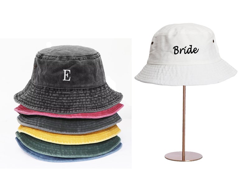 Personalized Embroidered Bucket Hat,Customized Summer Hat,Maid of Honor Favor,Party Favors,Custom Bucket Hat,Bridesmaid Gift for Wedding image 1