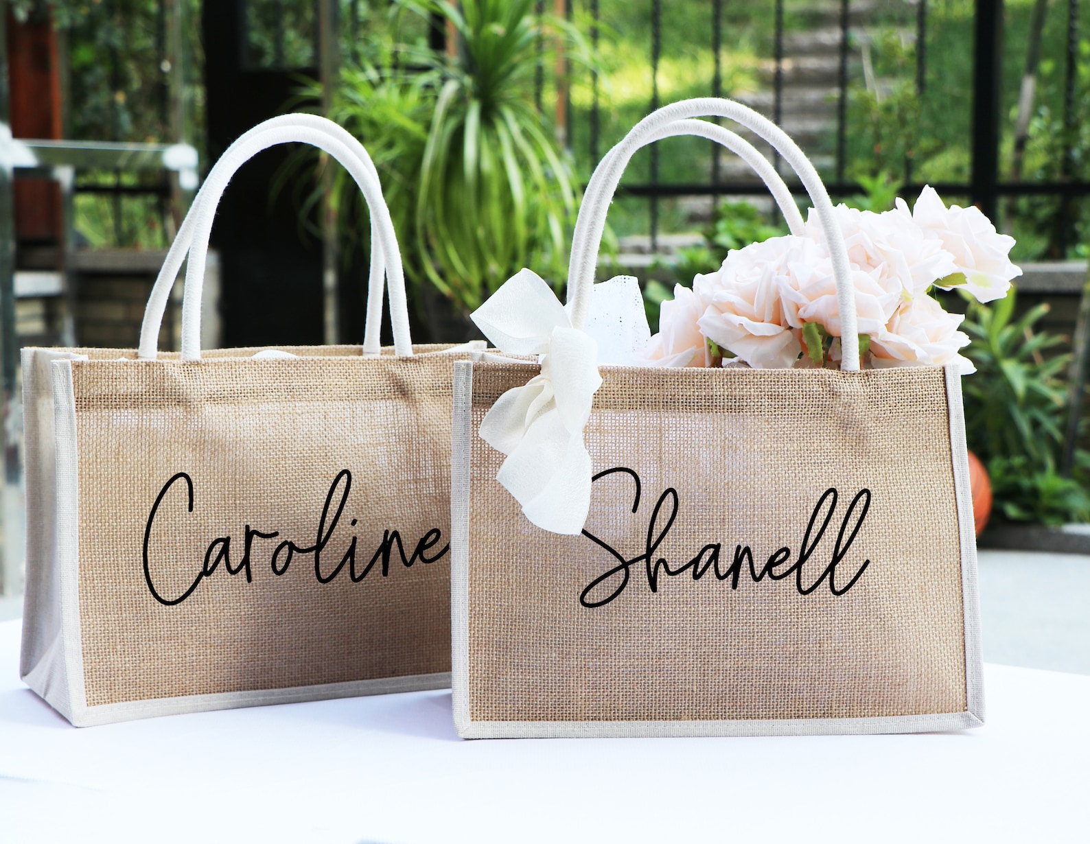 Personalized Burlap Bags, Custom Bridesmaid Burlap Beach Tote Bag ...