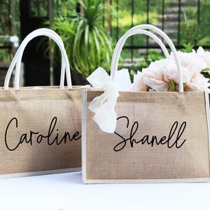Personalized Burlap Bags, Custom Bridesmaid Burlap Beach Tote Bag ...