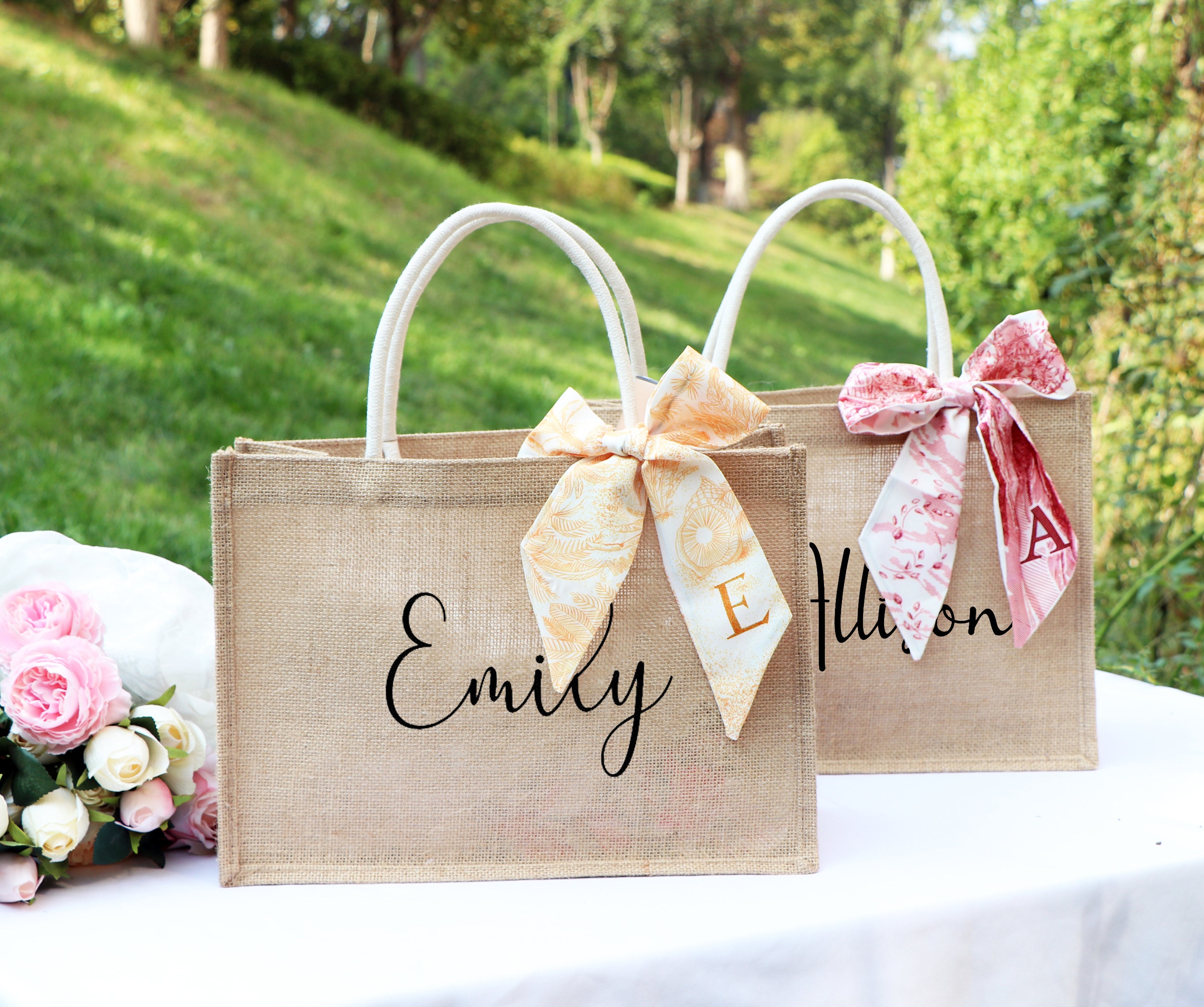 Burlap makeup bag sale