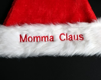 Gepersonaliseerde geborduurde fluwelen kerstmuts, fluwelen kerstmuts met monogram, aangepaste kerstmuts, kerstmuts op kantoor, kerstmuts