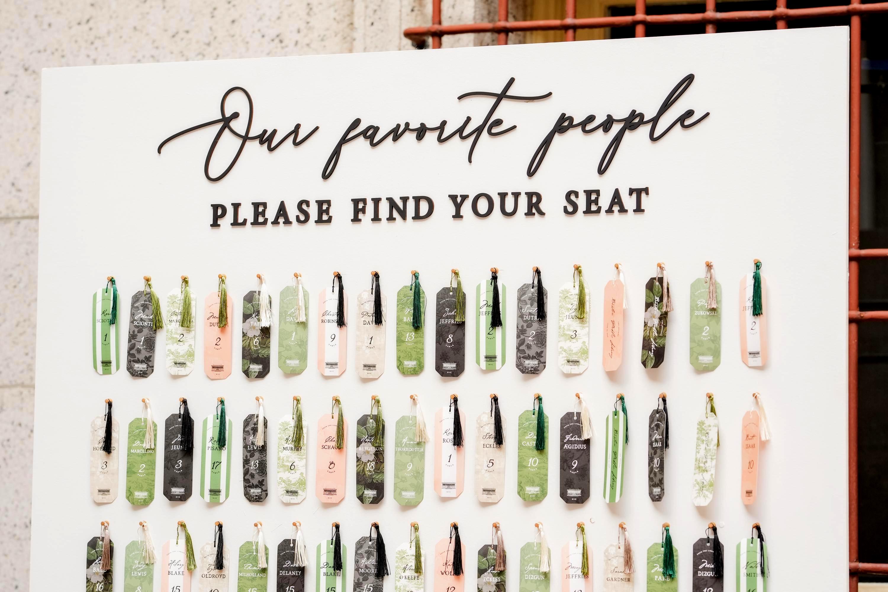 Library Wedding Bookmark Seating Chart Wall | Escort Card Wall