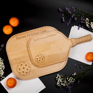 Personalized Pickleball Paddle Charcuterie Board: Birch Wood Cheese Board
