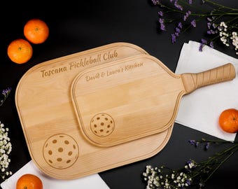 Personalized Pickleball Paddle Charcuterie Board: Birch Wood Cheese Board