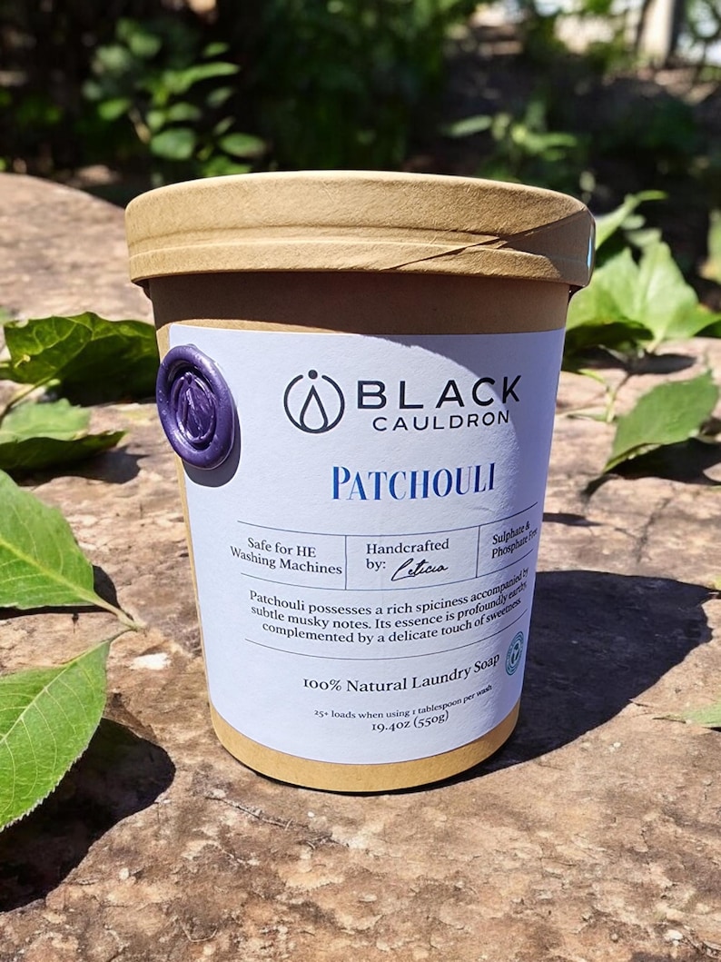 Patchouli Laundry Soap Powder 19.4oz - fully compostable packaging!! image 1