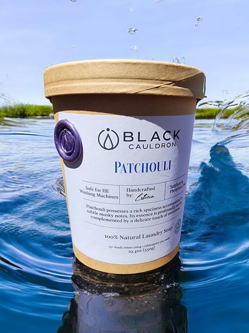 Patchouli Laundry Soap Powder 19.4oz - fully compostable packaging!! image 2