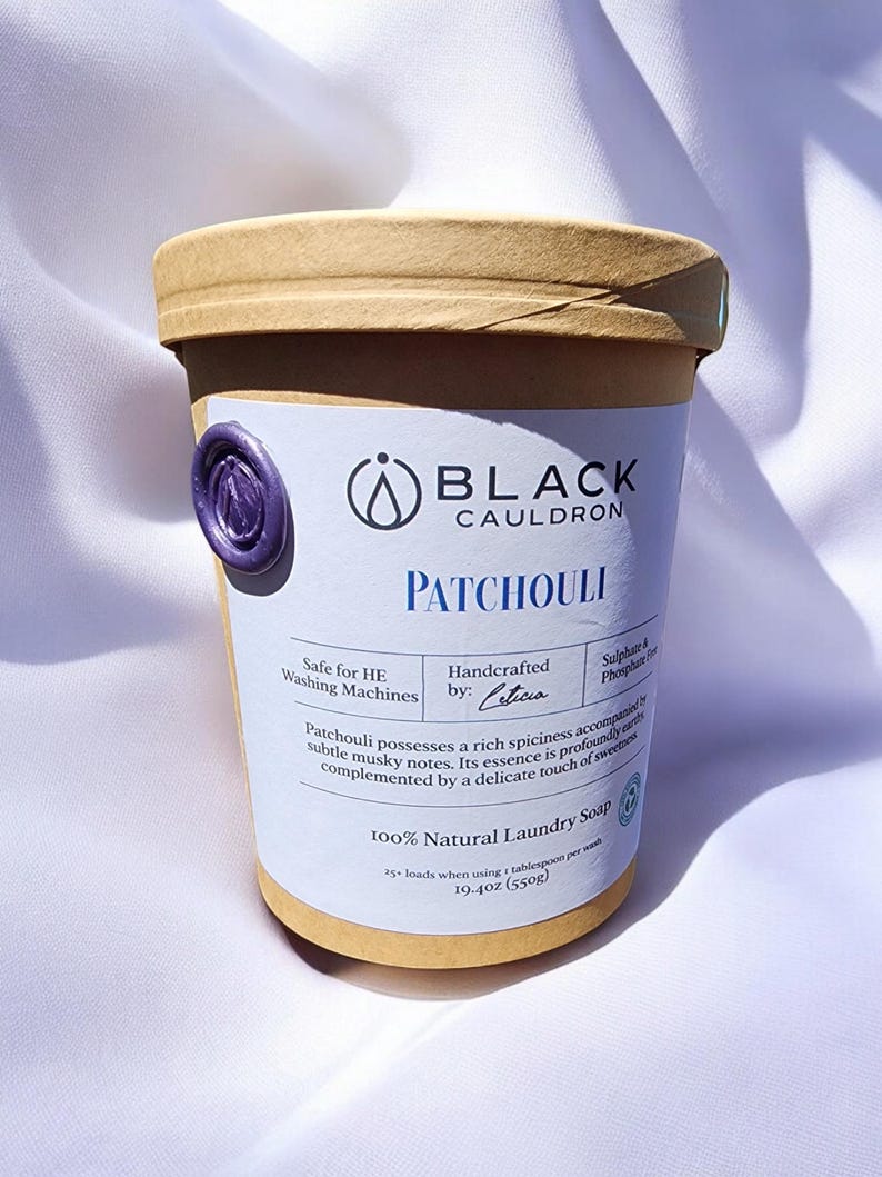 Patchouli Laundry Soap Powder 19.4oz - fully compostable packaging!! image 4