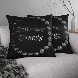 LunaPhase &quot;Embrace Change&quot; Moon Phase Waterproof indoor/outdoor Pillow