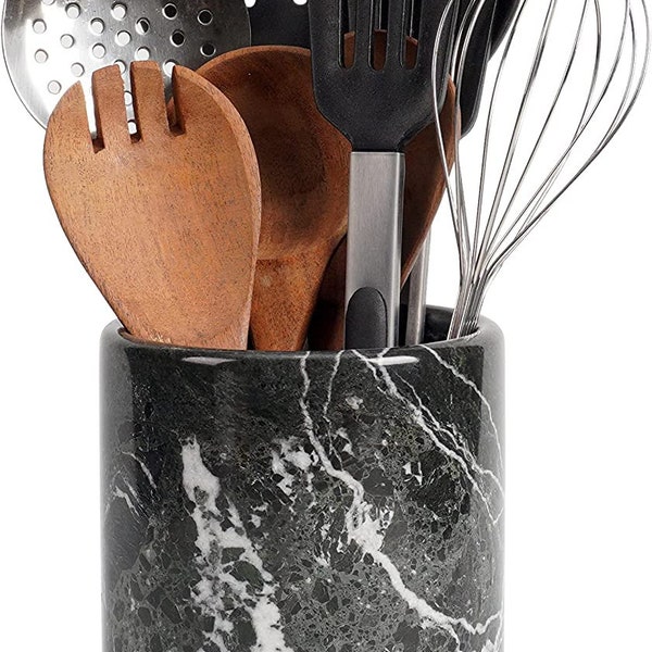 Utensil Holder Spoon Caddy Handmade Marble kitchen Utensils set organizer - 4.5x4.5x6.5 Inch – Home Accessories