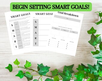 May include: A printable worksheet with the acronym SMART, which stands for Specific, Measurable, Achievable, Relevant, and Time-Bound, to help set goals. The worksheet includes questions to help you define your goals and break them down into smaller steps.