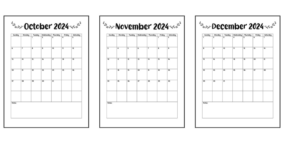 2024 Calendars Printable Editable and PDF Fillable Form Etsy