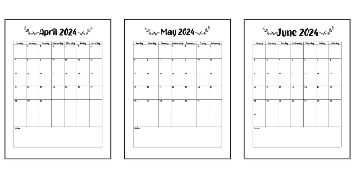2024 Calendars Printable Editable and PDF Fillable Form Etsy
