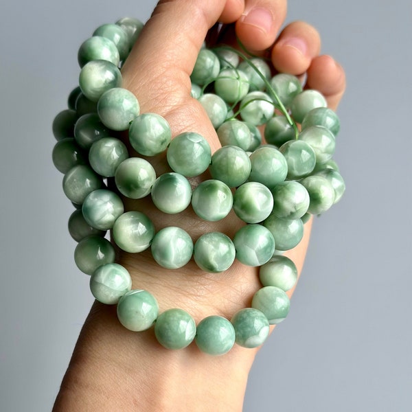 8-11mm, Rare Natural Mint Green Moonstone Bracelet, Iridescent, Gift For Her, Gift For Him, Healing Bracelet, Meditation Bracelet