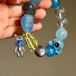 Aquamarine, labradorite, Beaded Gemstone Bracelet, Bead jewelry, Healing Bracelet, Meditation Bracelet, Bunny, Crystal Design, Gift Wrapping
