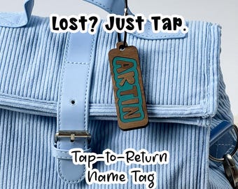 Personalised Tap-to-Return Name Tag | NFC Lost & Found School Bag Tag for Kids | Custom Smart Bag Tag | Back to School Gift
