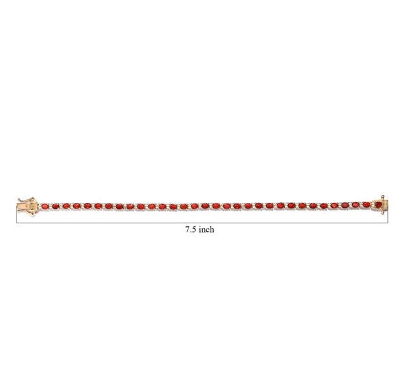 Mexican Cherry Fire Opal and White Zircon Tennis Bracelet in Vermeil ...