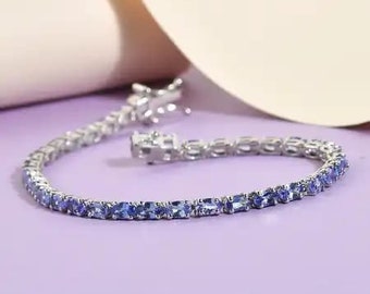 AAAA Tanzanite Tennis Bracelet in Platinum Over Sterling Silver, Tanzanite Bracelet, Tanzanite Jewelry, Gemstone Bracelet, Gift for Her