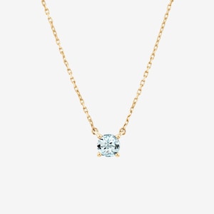 Collar con solitario de aguamarina auténtica en plata de ley. Colgante de aguamarina, piedra de nacimiento de marzo. Joya de aguamarina. Regalo ideal.