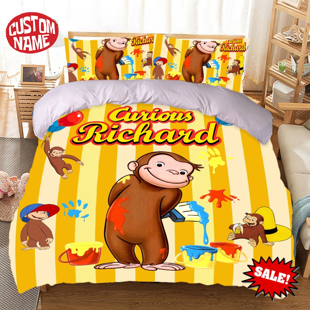 Personalized Curious Bedding Set Customized Monkey Etsy