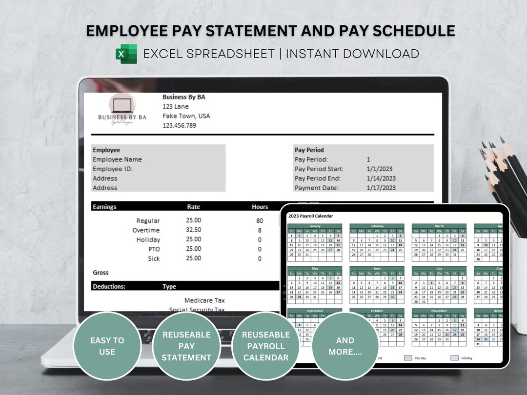 Employee Pay Schedule, Employee Pay Statement, Invoice Template