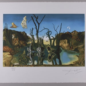 Salvador DALI - (limited) - Swans reflecting Elephants again - handmade paper with deckle edge and watermark