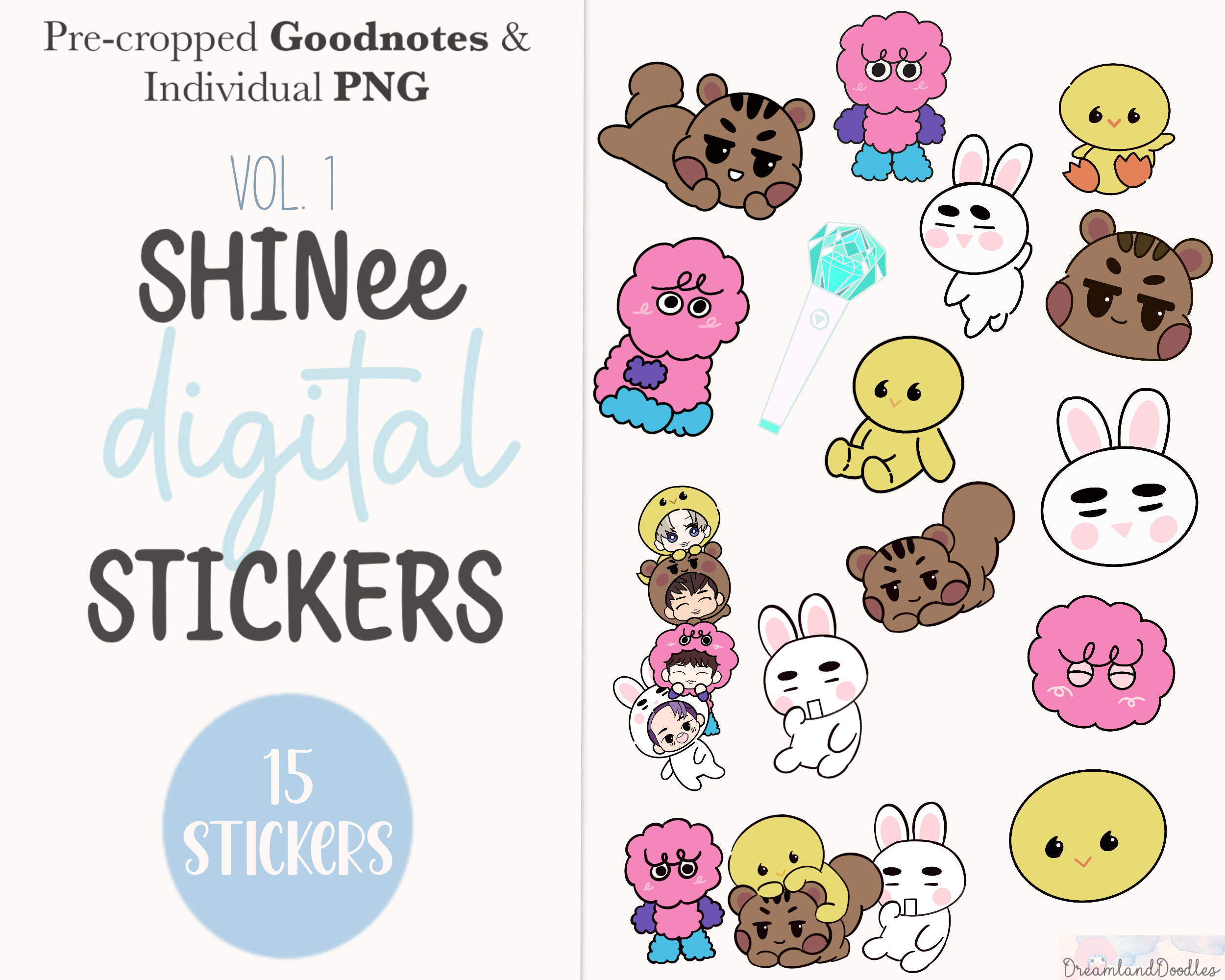 Vol. 1 Shinee Digital Stickers | 15 Pre-cropped Goodnotes